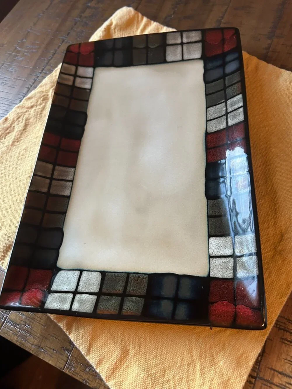 Pfaltzgraff Calico serving plater   rectangular   featuring distinctive  red, bl